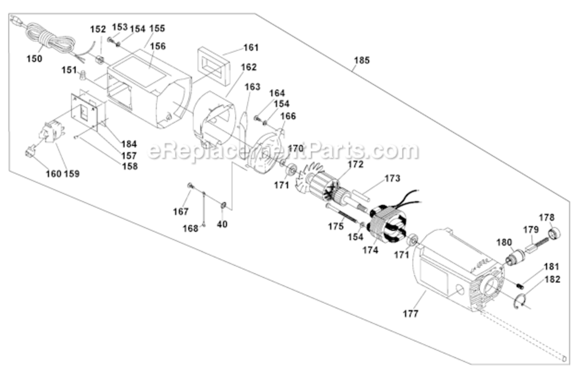Page B Diagram and Parts List for PC305TP Type 1 Porter Cable Planer Jointer